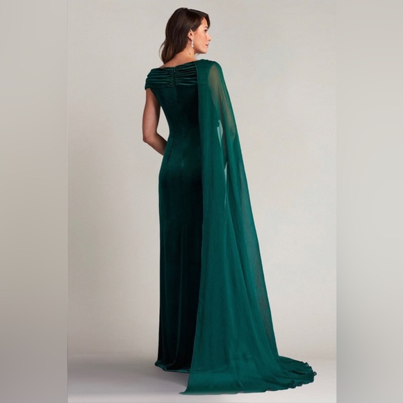 Tadashi Shoji Deep Green Draped Maxi Dress - Picture 3 of 5